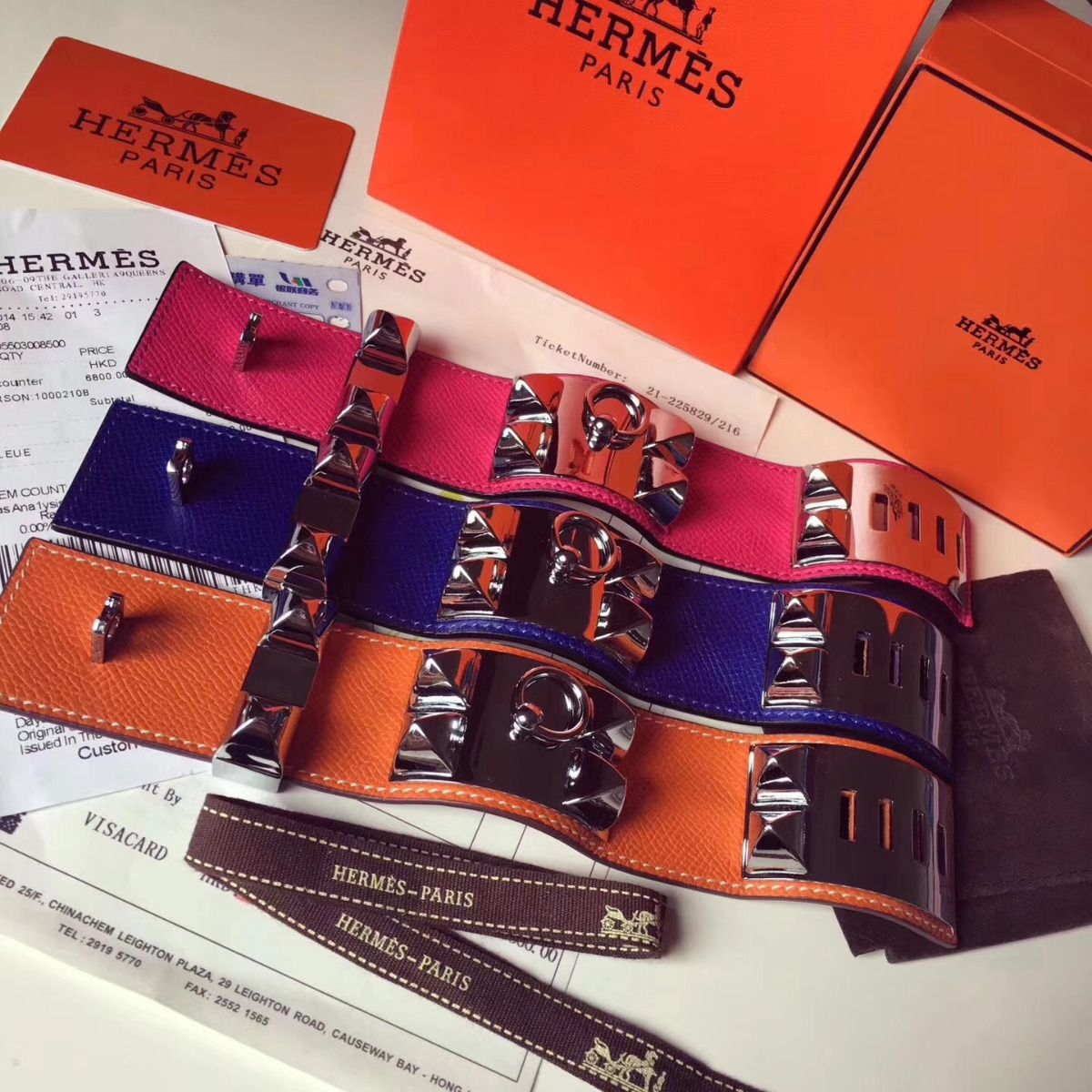 Hermes Orange Epsom Collier de Chien Bracelet Size S - Image 5