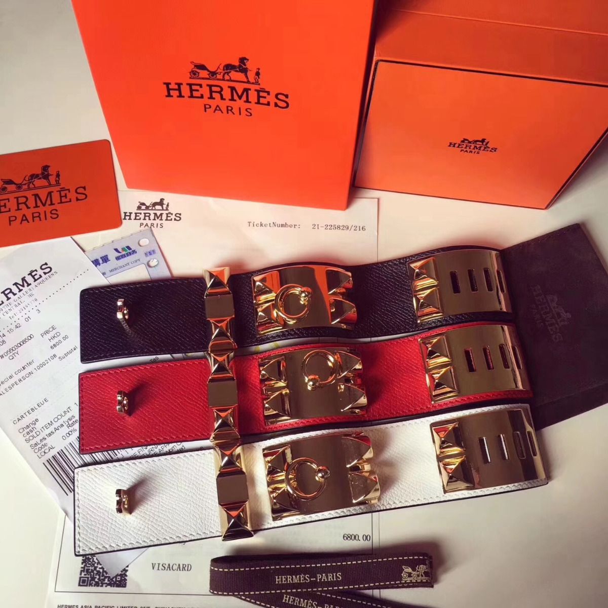 Hermes Red Epsom Collier de Chien Bracelet Size S - Image 5