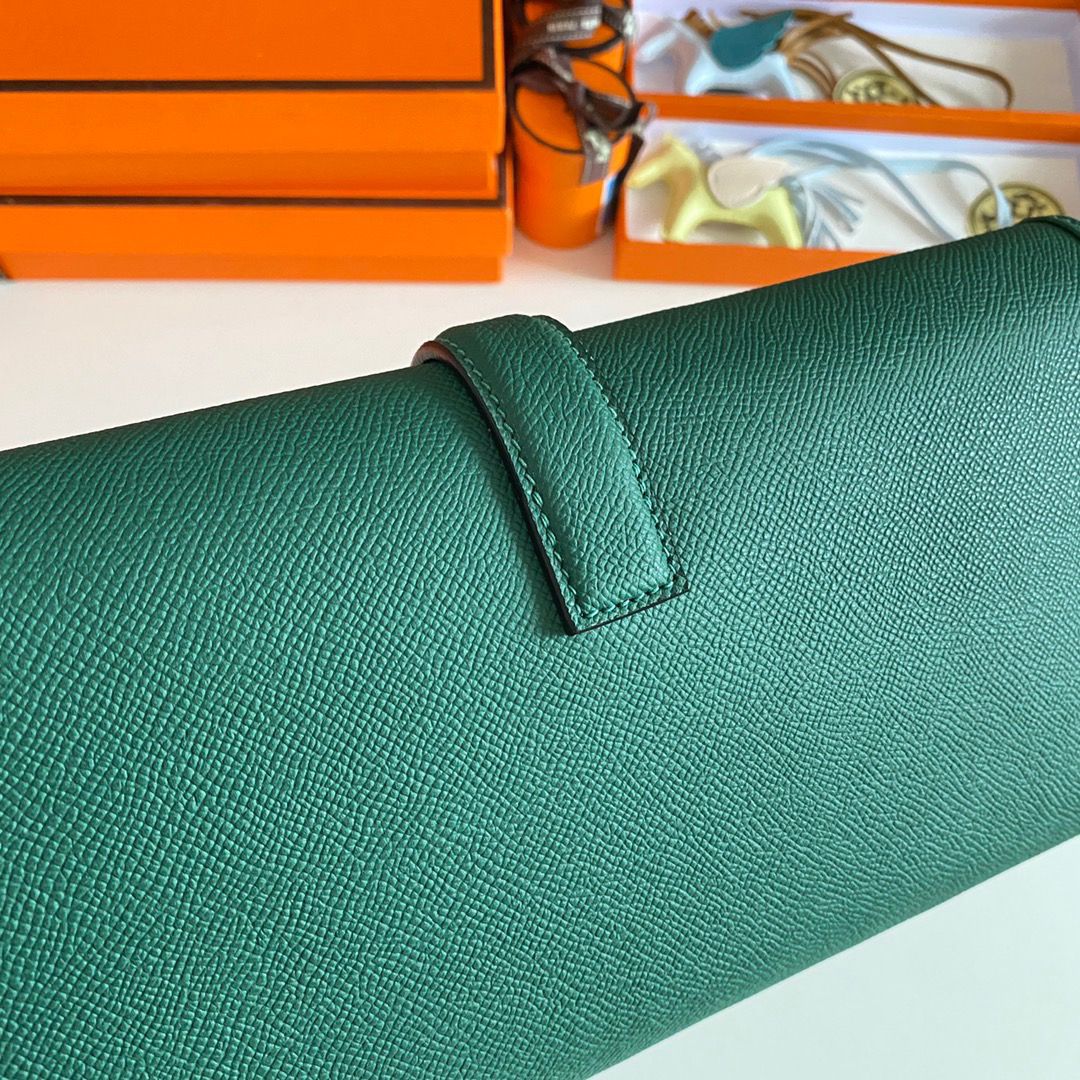 Hermes Jige Elan 29 Clutch Bag In Malachite Epsom Leather - Image 6