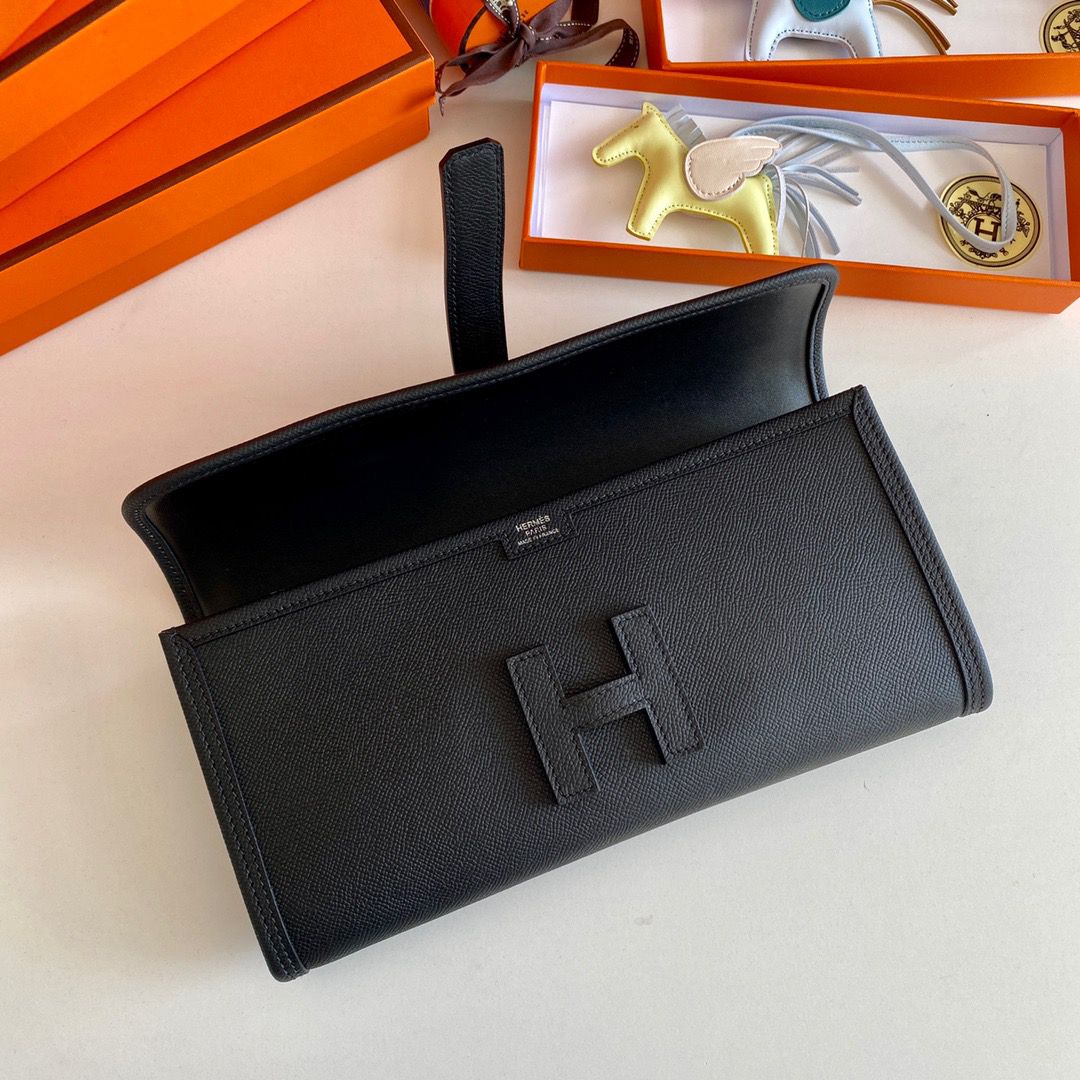Hermes Jige Elan 29 Clutch Bag In Black Epsom Leather - Image 7