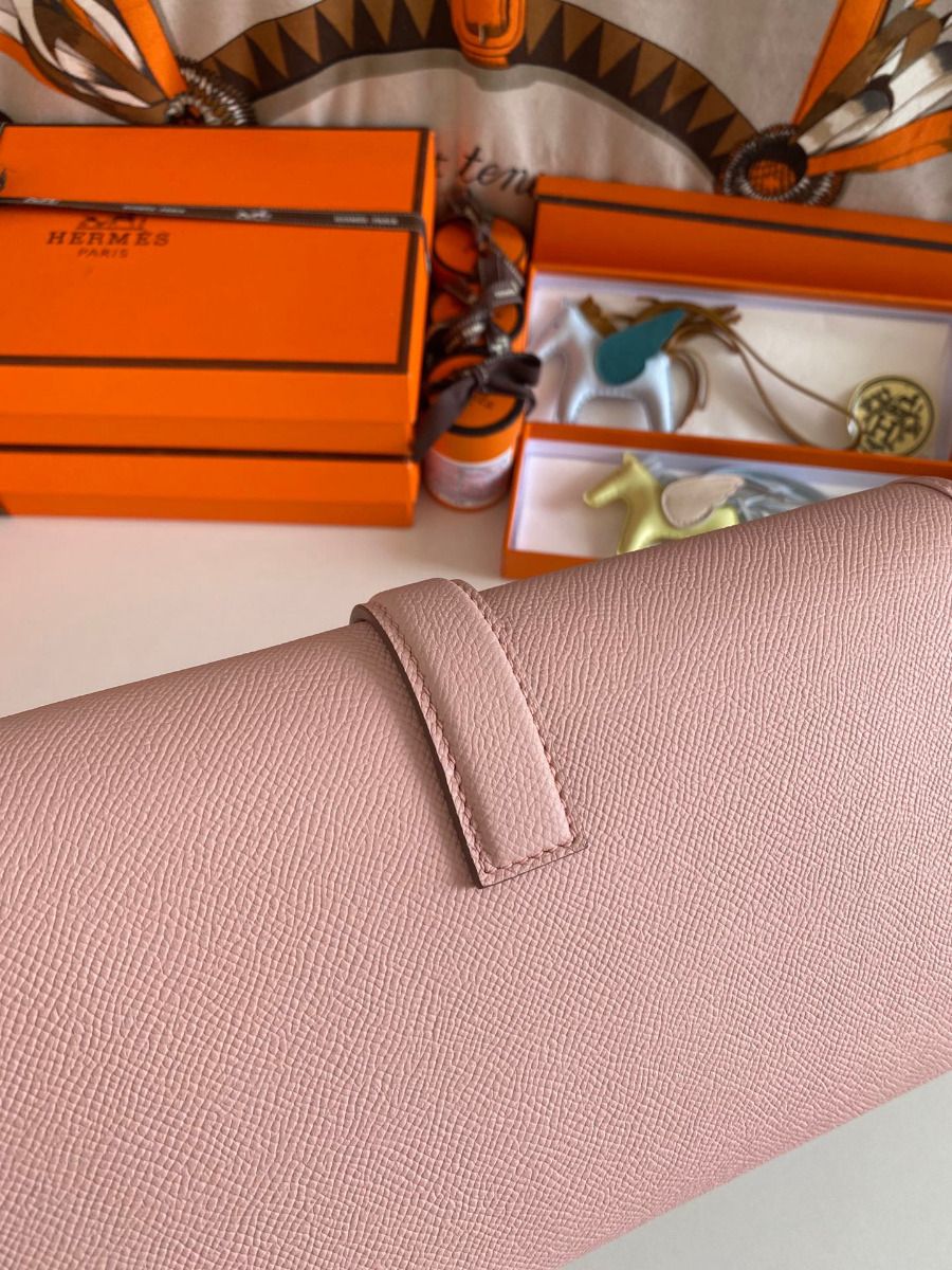 Hermes Jige Elan 29 Clutch Bag In Pink Epsom Leather - Image 9