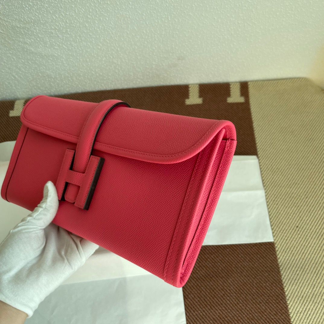 Hermes Jige Elan 29 Clutch Bag In Rose Lipstick Epsom Leather - Image 7