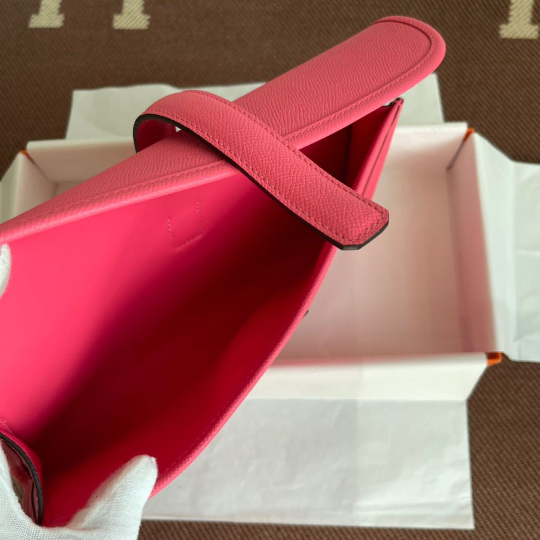 Hermes Jige Elan 29 Clutch Bag In Rose Lipstick Epsom Leather - Image 8