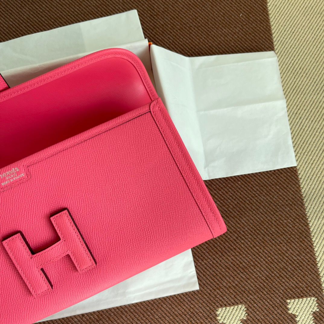 Hermes Jige Elan 29 Clutch Bag In Rose Lipstick Epsom Leather - Image 9