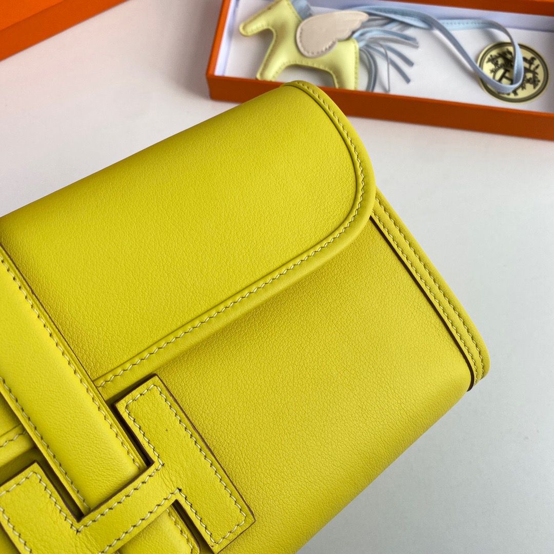 Hermes Jige Elan 29 Clutch Bag In Lime Swift Calfskin - Image 5