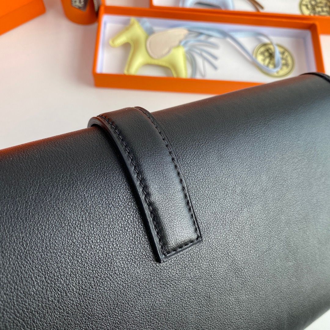 Hermes Jige Elan 29 Clutch Bag In Black Swift Calfskin - Image 4