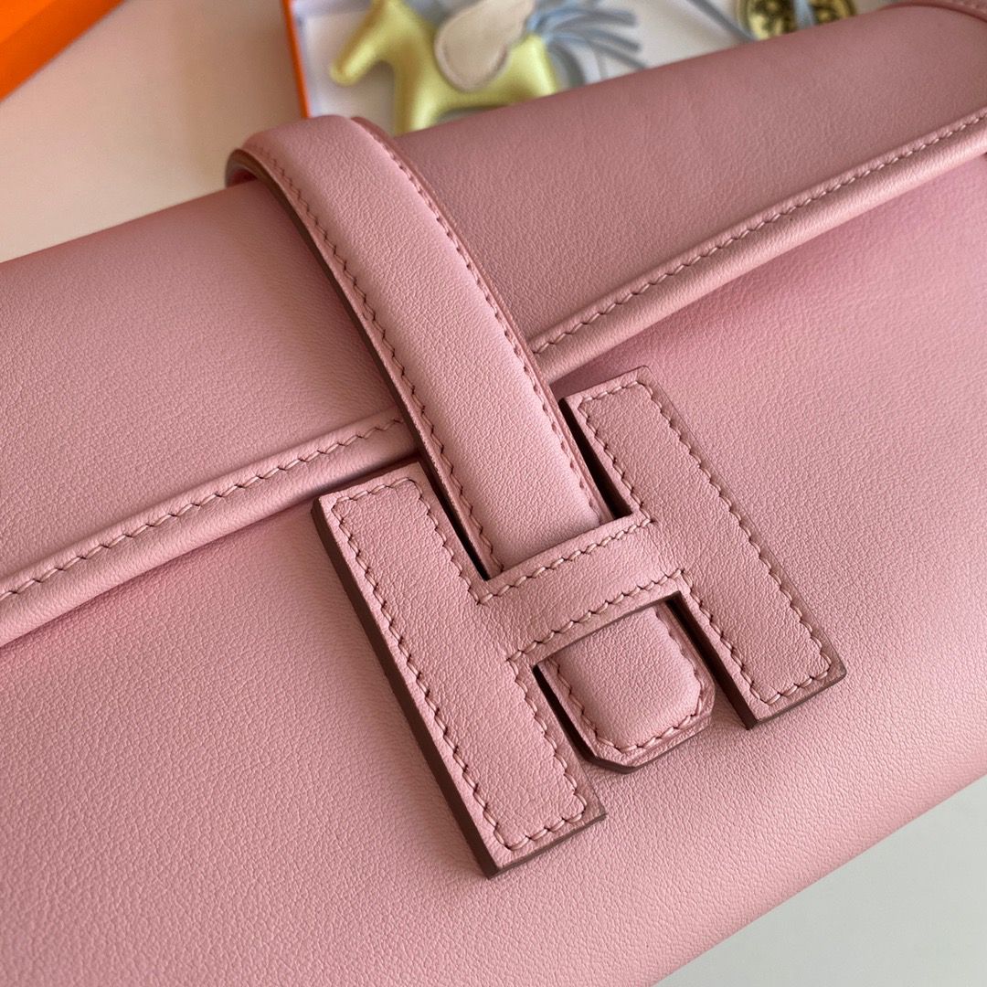 Hermes Jige Elan 29 Clutch Bag In Pink Swift Calfskin - Image 5