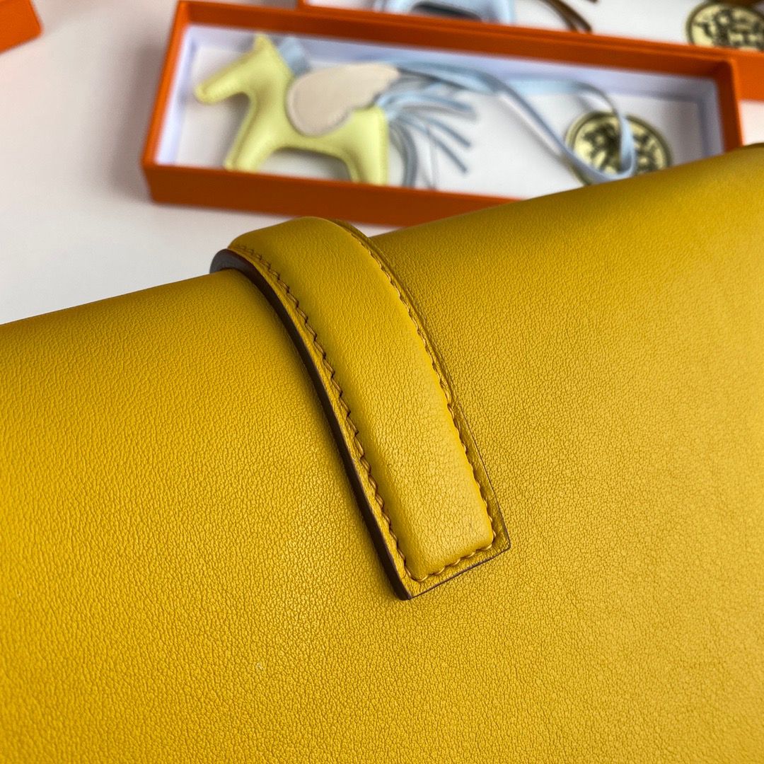 Hermes Jige Elan 29 Clutch Bag In Yellow Swift Calfskin - Image 6