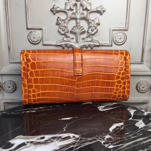 Hermes Jige Elan 29 Clutch In Orange Crocodile Leather - Image 4