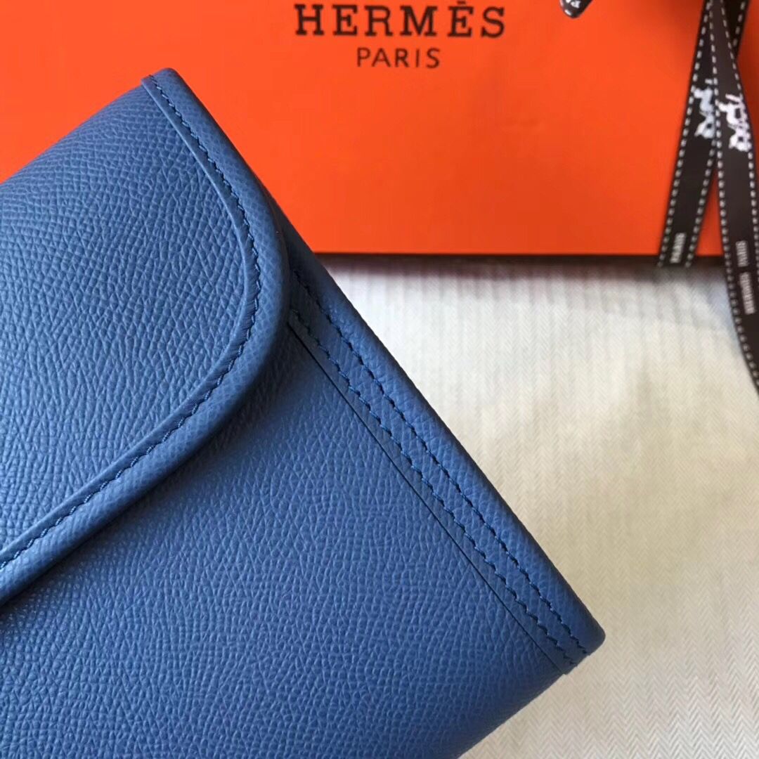 Hermes Jige Elan 29 Clutch In Blue Agate Epsom Leather - Image 4