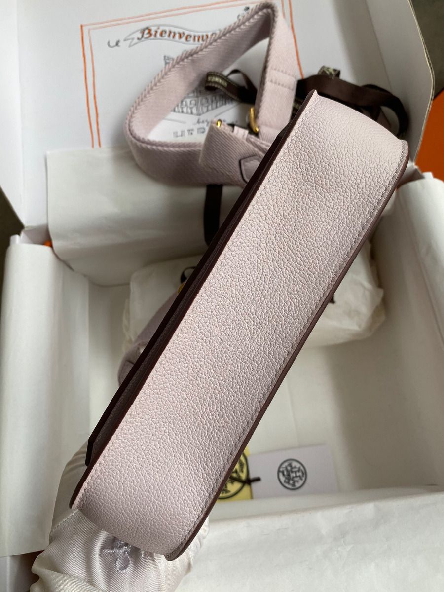 Hermes Jypsiere Mini Handmade Bag In Mauve Pale Evercolor Calfskin - Image 6