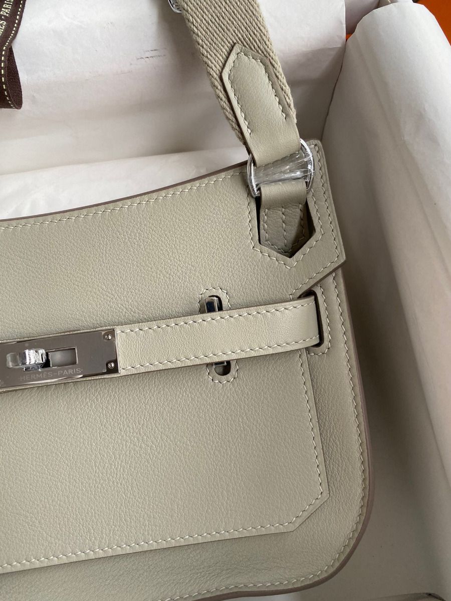 Hermes Jypsiere Mini Handmade Bag In Grey Swift Calfskin - Image 4