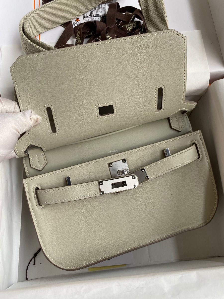 Hermes Jypsiere Mini Handmade Bag In Grey Swift Calfskin - Image 8