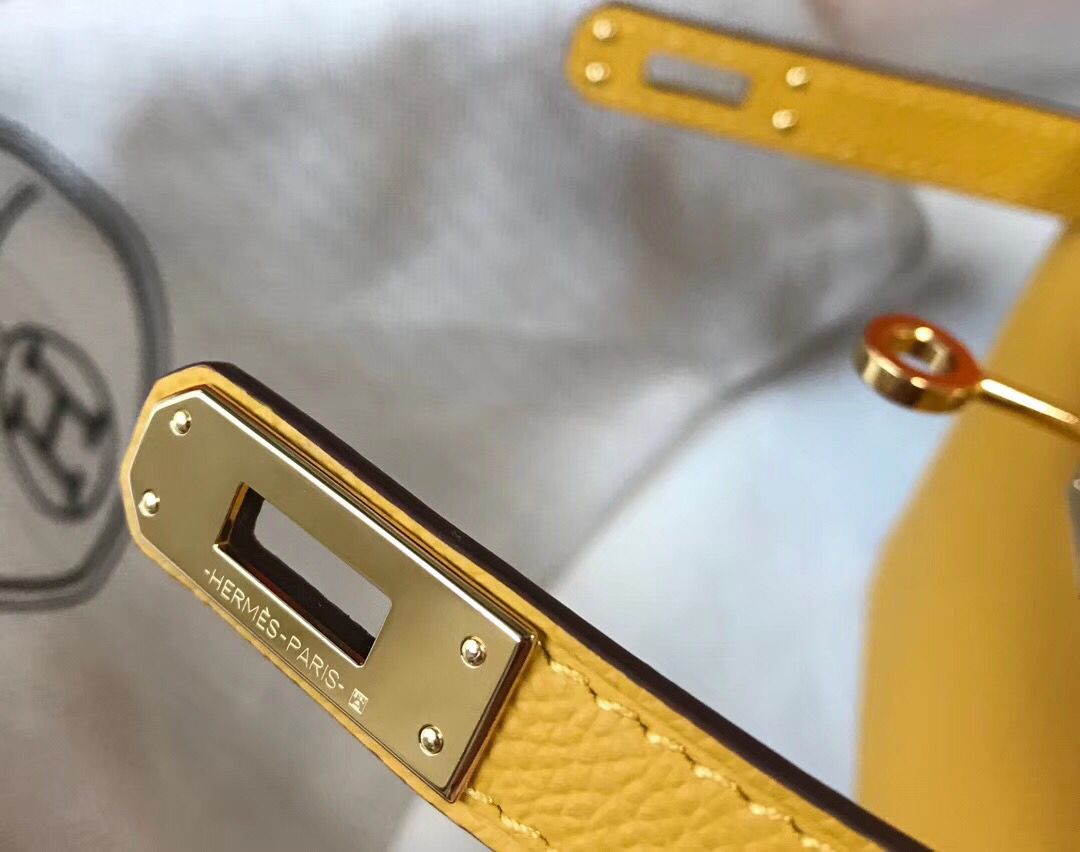 Hermes Kelly Mini II Bag In Yellow Epsom Leather GHW - Image 6