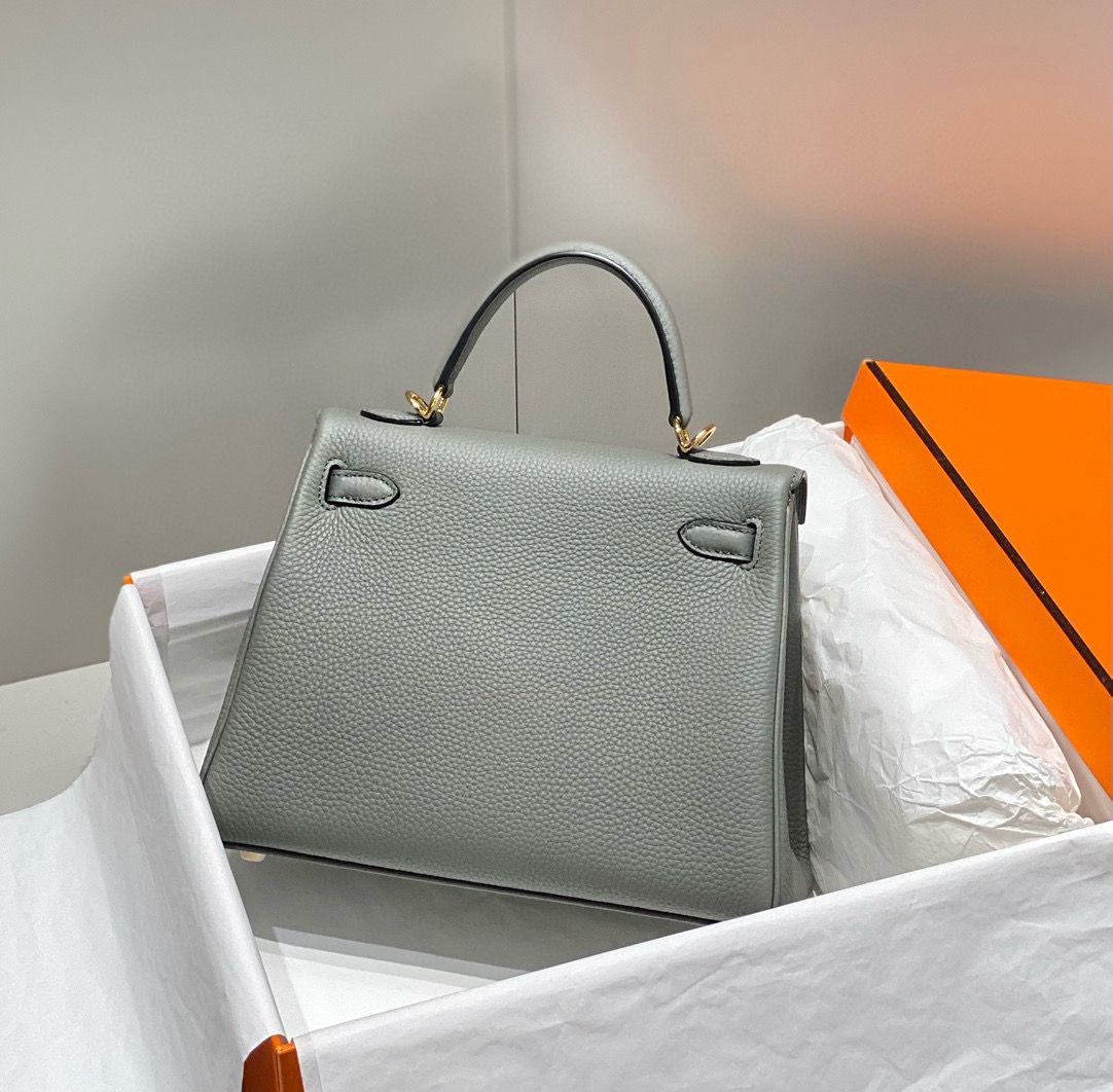 Hermes Kelly 25cm Retourne Bag In Gris Meyer Clemence Leather - Image 3
