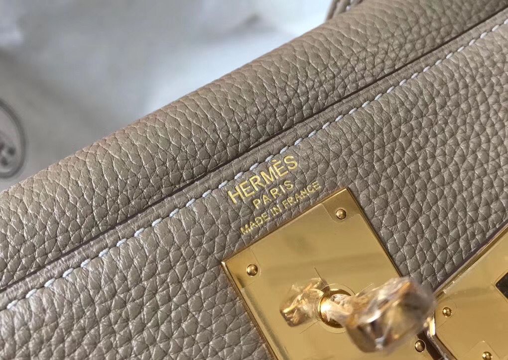 Hermes Kelly 25cm Retourne Bag In Tourterelle Clemence Leather - Image 7