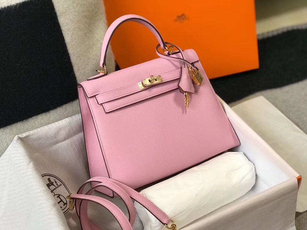 Hermes Kelly 25cm Sellier Bag In Mauve Sylvestre Epsom Leather - Image 5