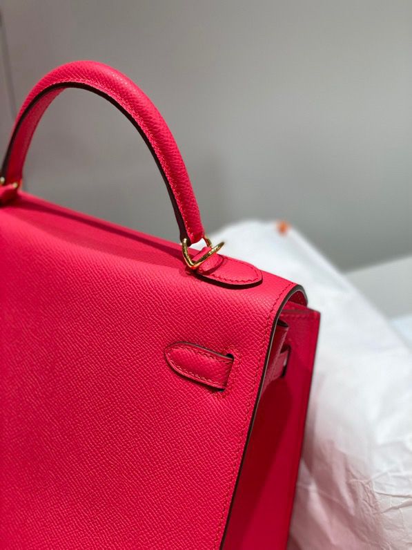 Hermes Kelly 25cm Sellier Bag In Rose Extreme Epsom Leather - Image 7