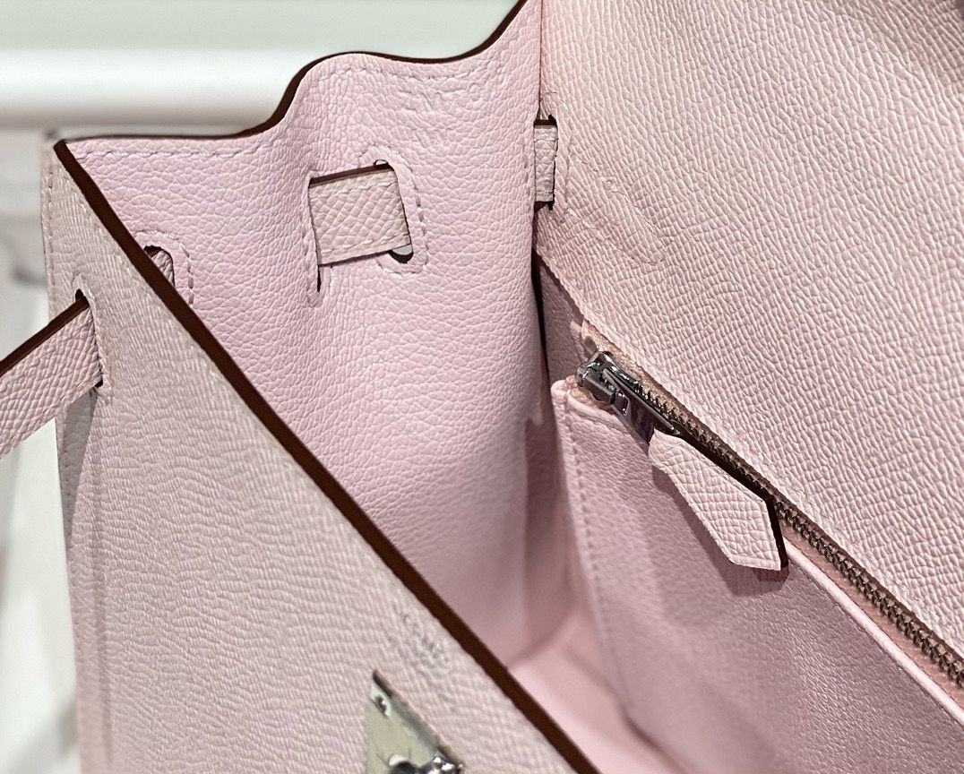 Hermes Kelly 28cm Bag In Mauve Pale Epsom Leather PHW - Image 9