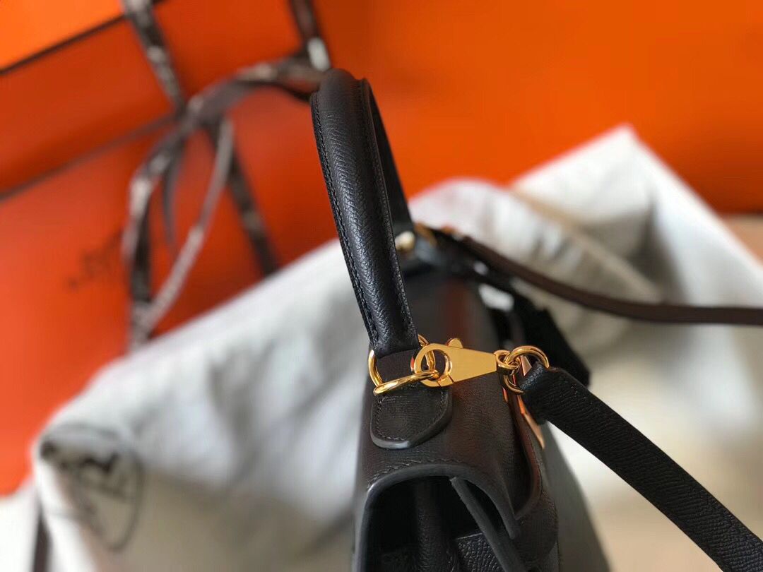 Hermes Kelly 28cm Bag In Black Epsom Leather GHW - Image 6