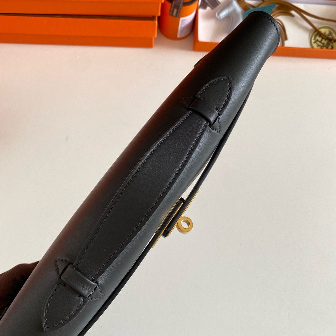 Hermes Kelly Cut Handmade Bag in Black Swift Leather - Image 7