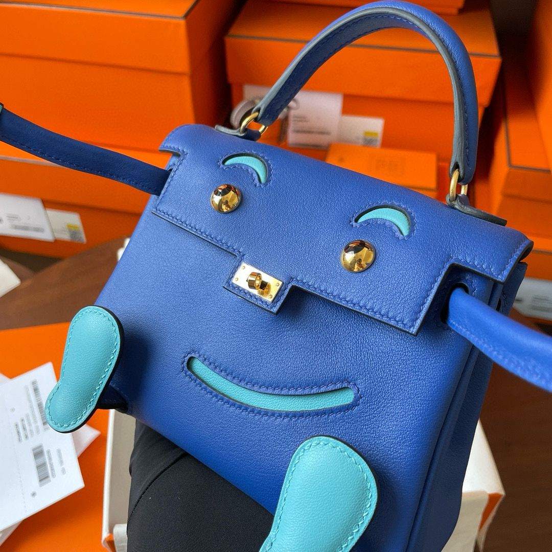 Hermes Kelly Doll Quelle Idole Bag in Blue Swift Calfskin - Image 9