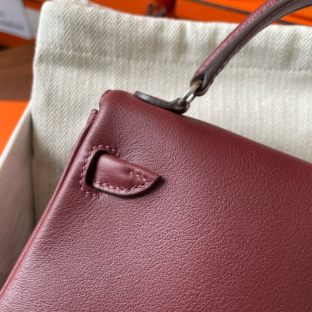 Hermes Kelly Doll Quelle Idole Bag in Bordeaux Swift Calfskin - Image 10