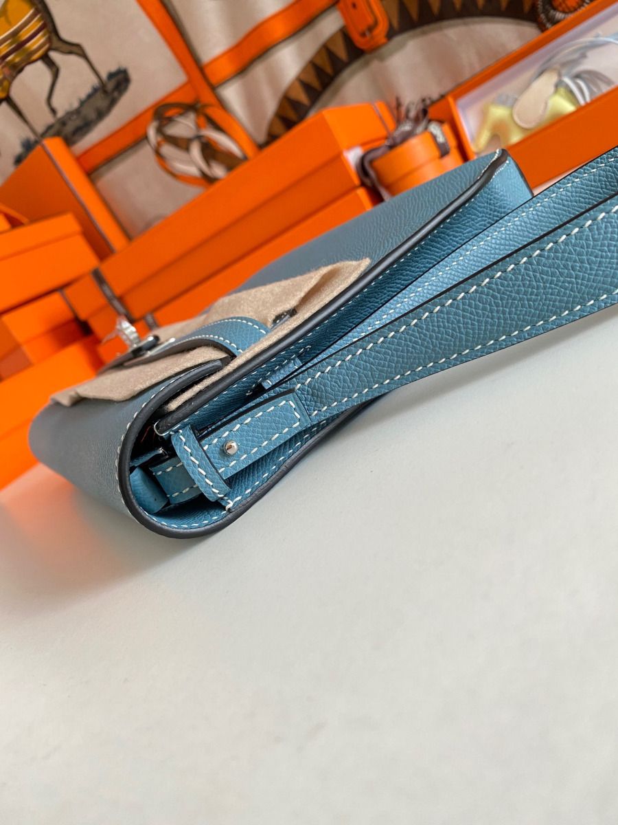 Hermes Kelly Depeches 25 Pouch in Blue Jean Epsom Calfskin - Image 7