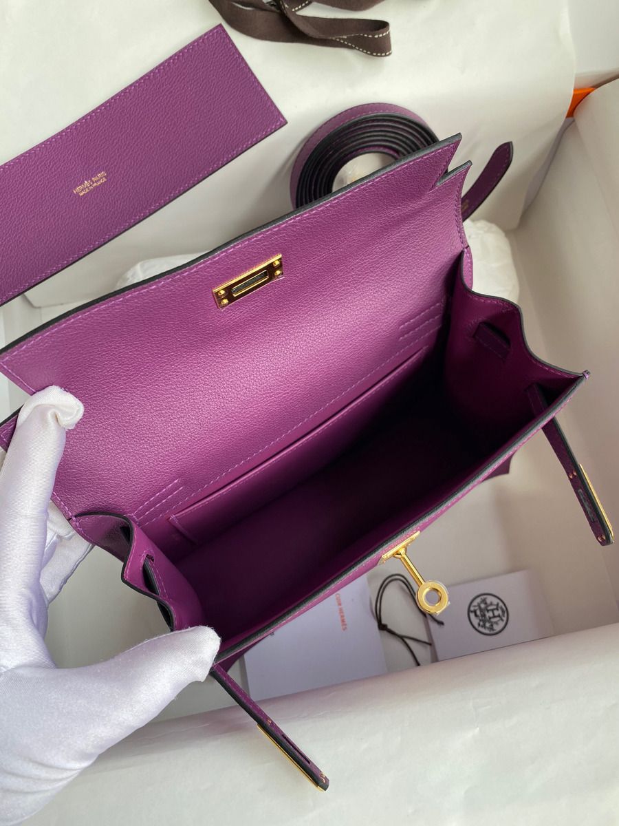 Hermes Kelly Danse II Bag In Anemone Evercolor Calfskin - Image 7