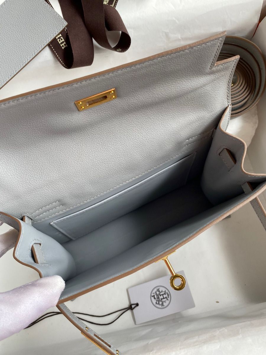 Hermes Kelly Danse II Bag In Blue Glacier Evercolor Calfskin - Image 9