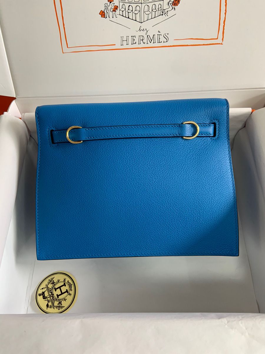 Hermes Kelly Danse II Bag In Blue Hydra Evercolor Calfskin - Image 3