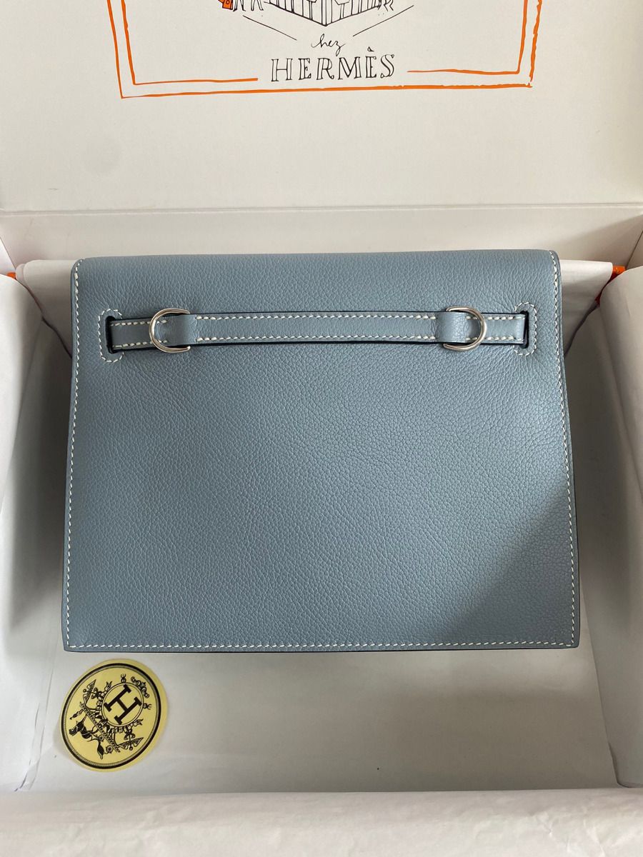 Hermes Kelly Danse II Bag In Blue Lin Evercolor Calfskin - Image 3