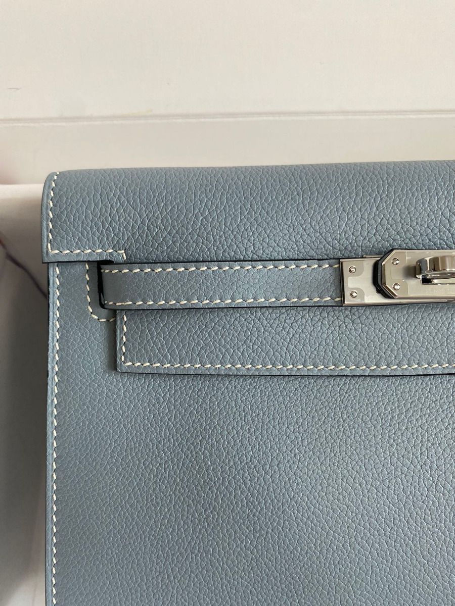 Hermes Kelly Danse II Bag In Blue Lin Evercolor Calfskin - Image 8