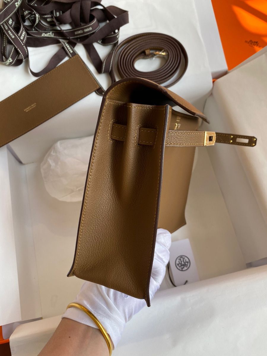 Hermes Kelly Danse II Bag In Beige de Weimar Evercolor Calfskin - Image 7