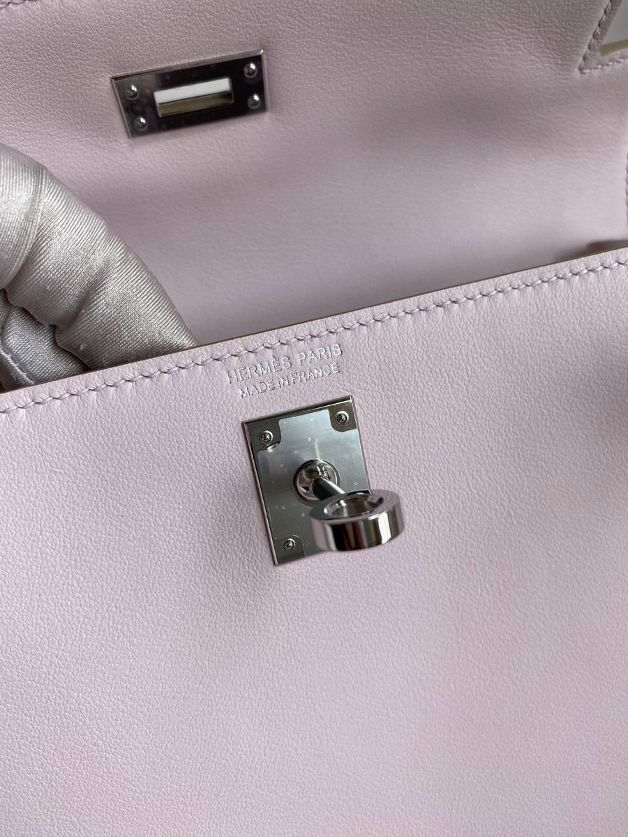 Hermes Kelly Danse II Bag In Mauve Pale Evercolor Calfskin - Image 8