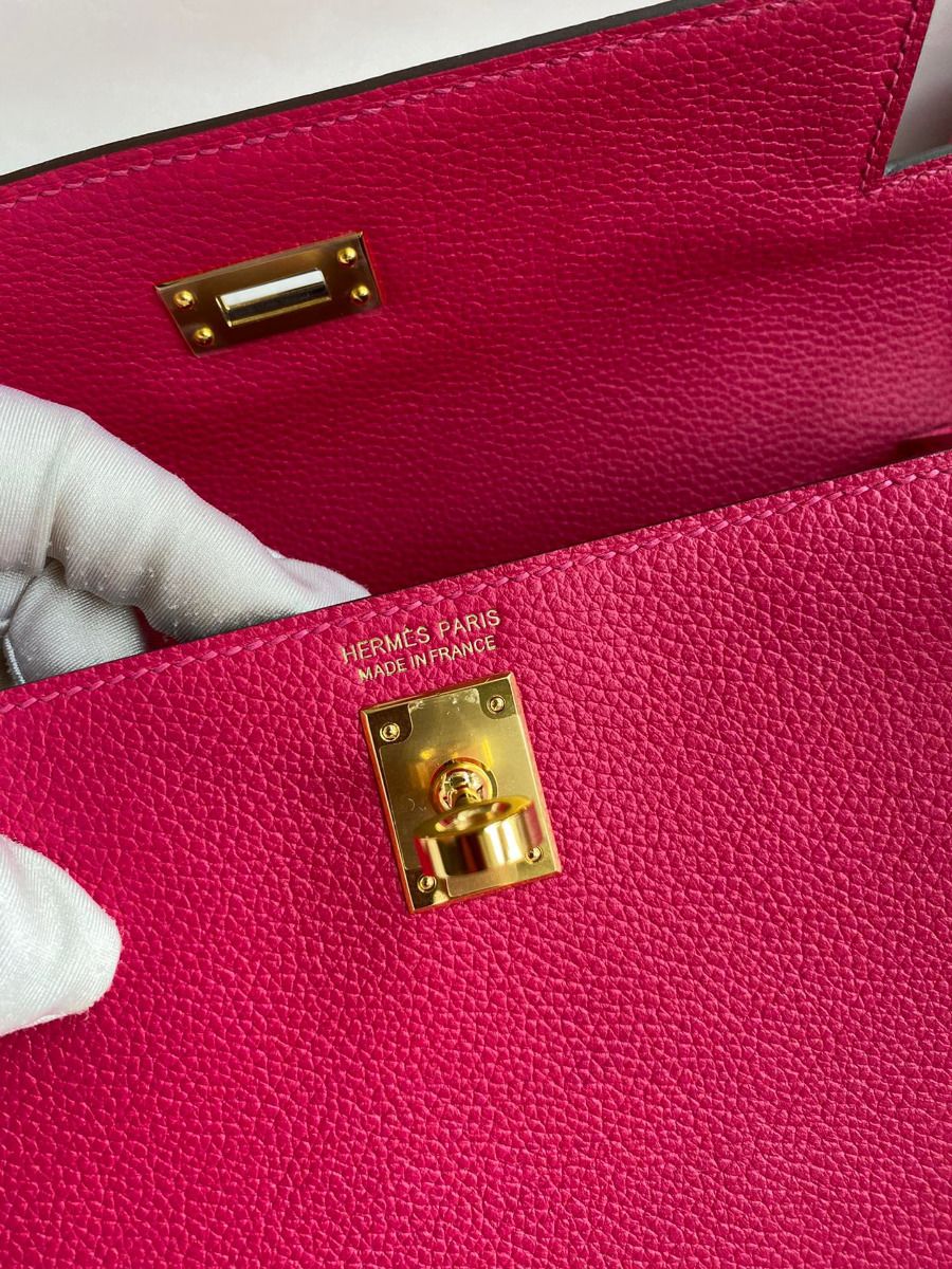 Hermes Kelly Danse II Bag In Rose Mexico Evercolor Calfskin - Image 8