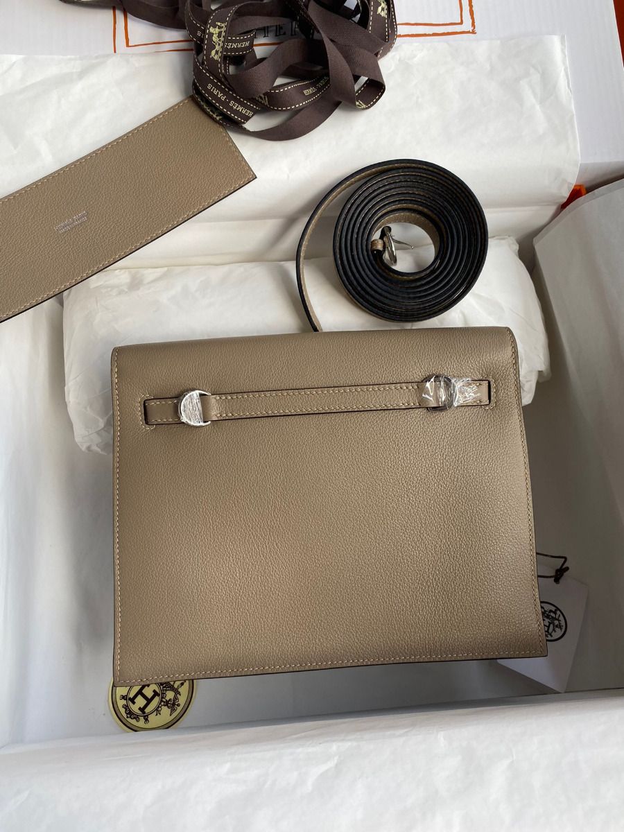 Hermes Kelly Danse II Bag In Gris Tourterelle Evercolor Calfskin