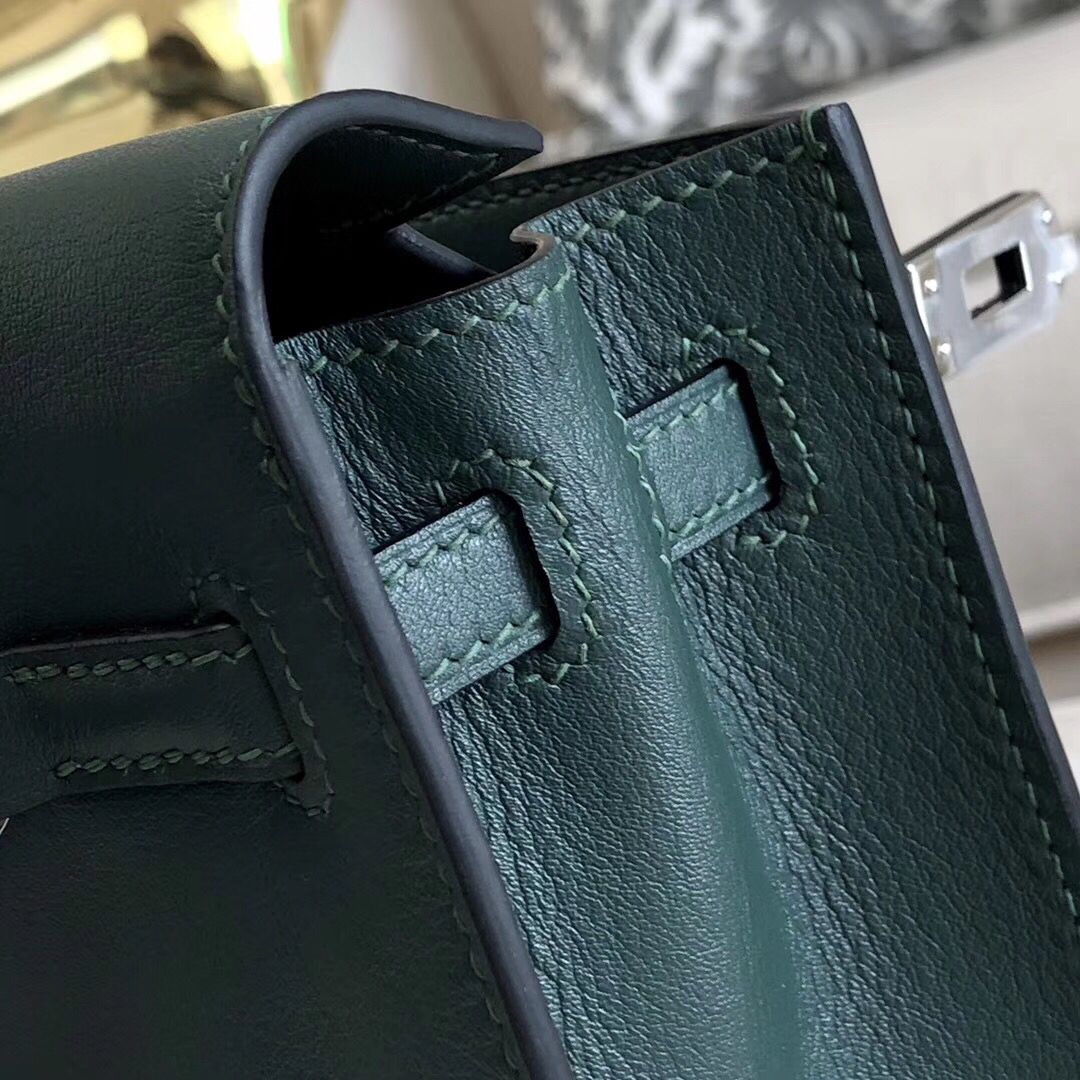 Hermes Kelly Danse Handmade Bag In Dark Green Swift Leather - Image 7