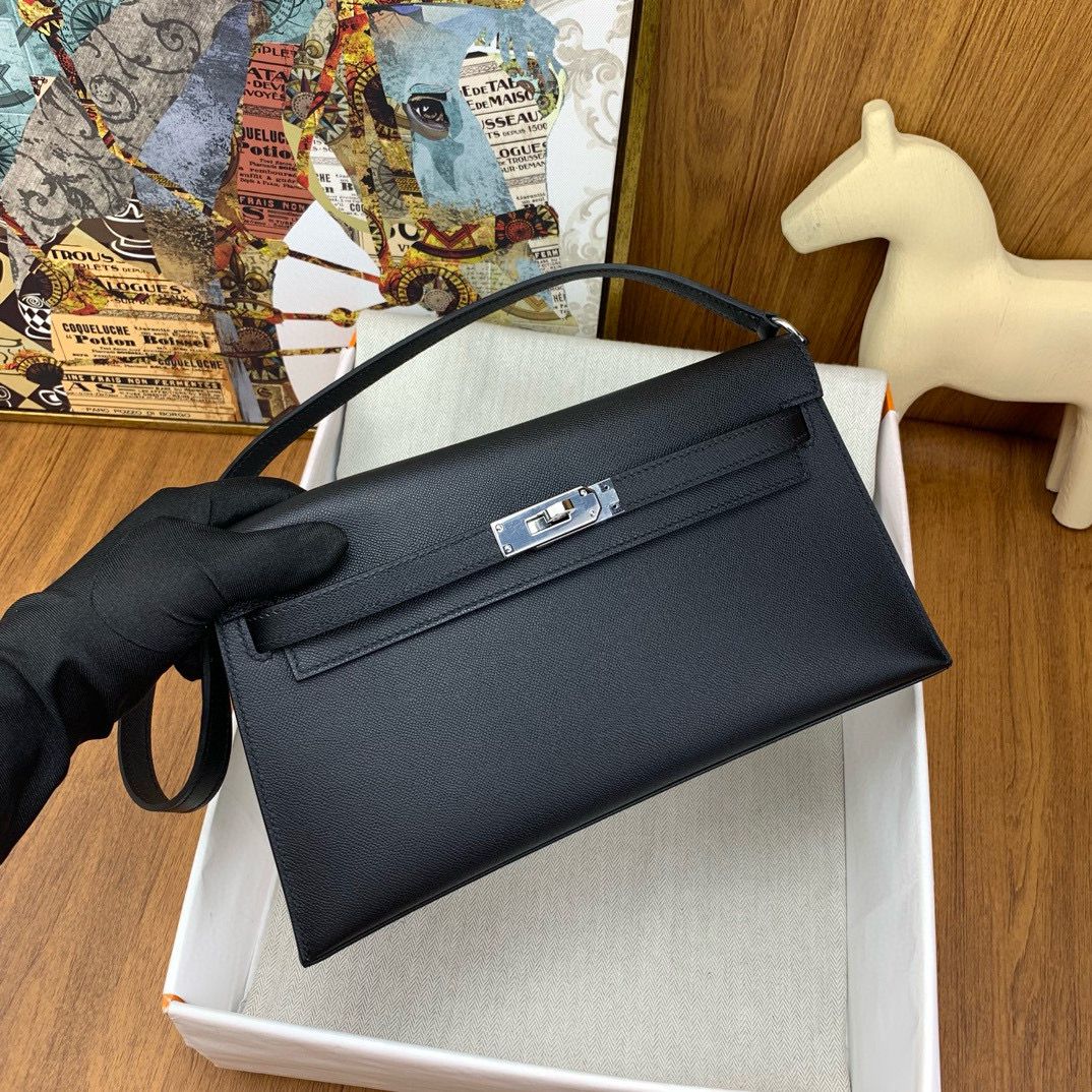 Hermes Kelly Elan Handmade Bag In Black Epsom Leather - Image 4