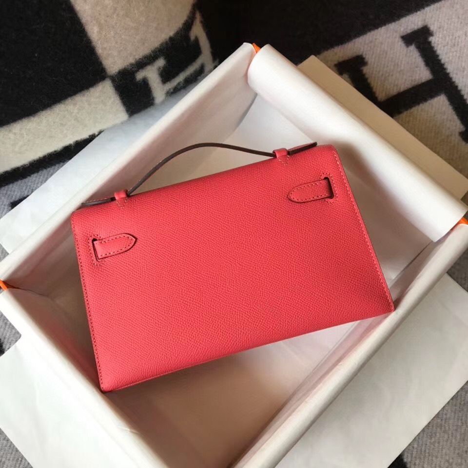 Hermes Kelly Pochette Bag In Rose Lipstick Epsom Leather - Image 4