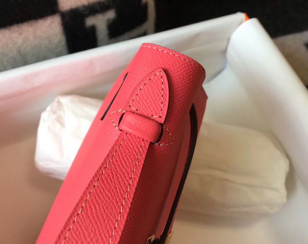 Hermes Kelly Pochette Bag In Rose Lipstick Epsom Leather - Image 7