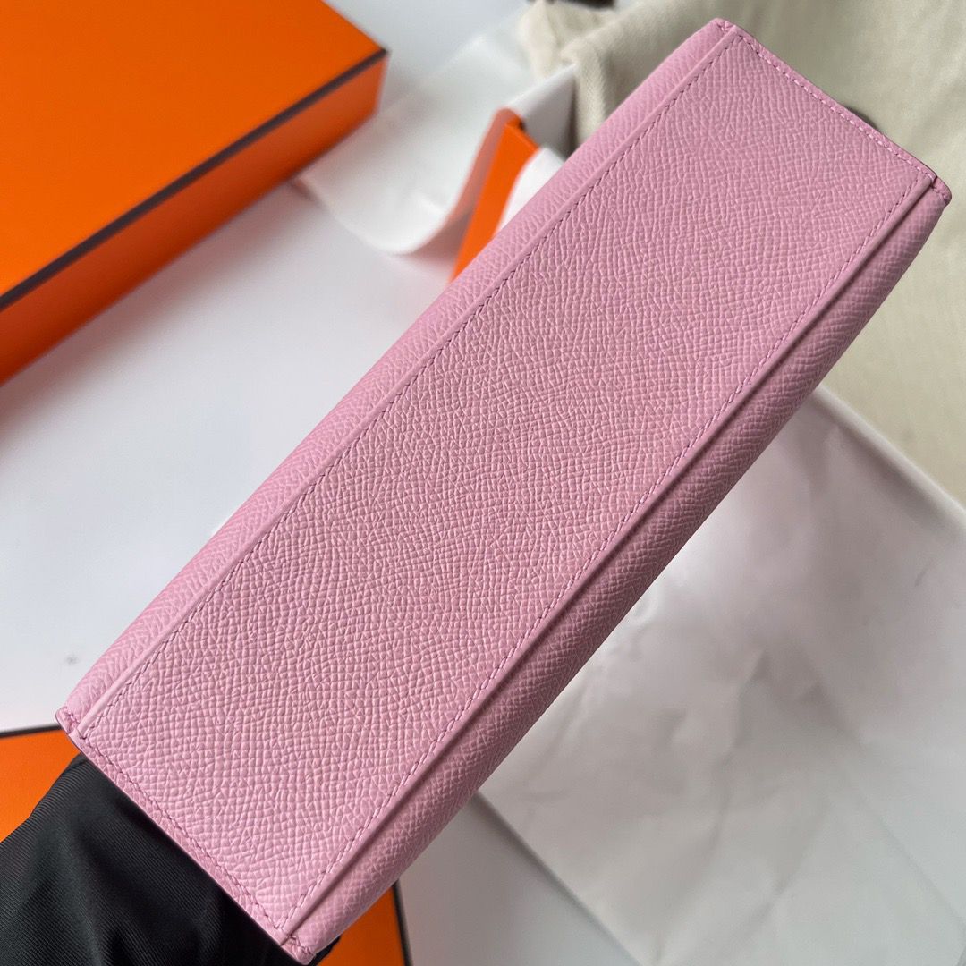 Hermes Kelly Pochette Handmade Bag In Mauve Sylvestre Epsom Calfskin - Image 6