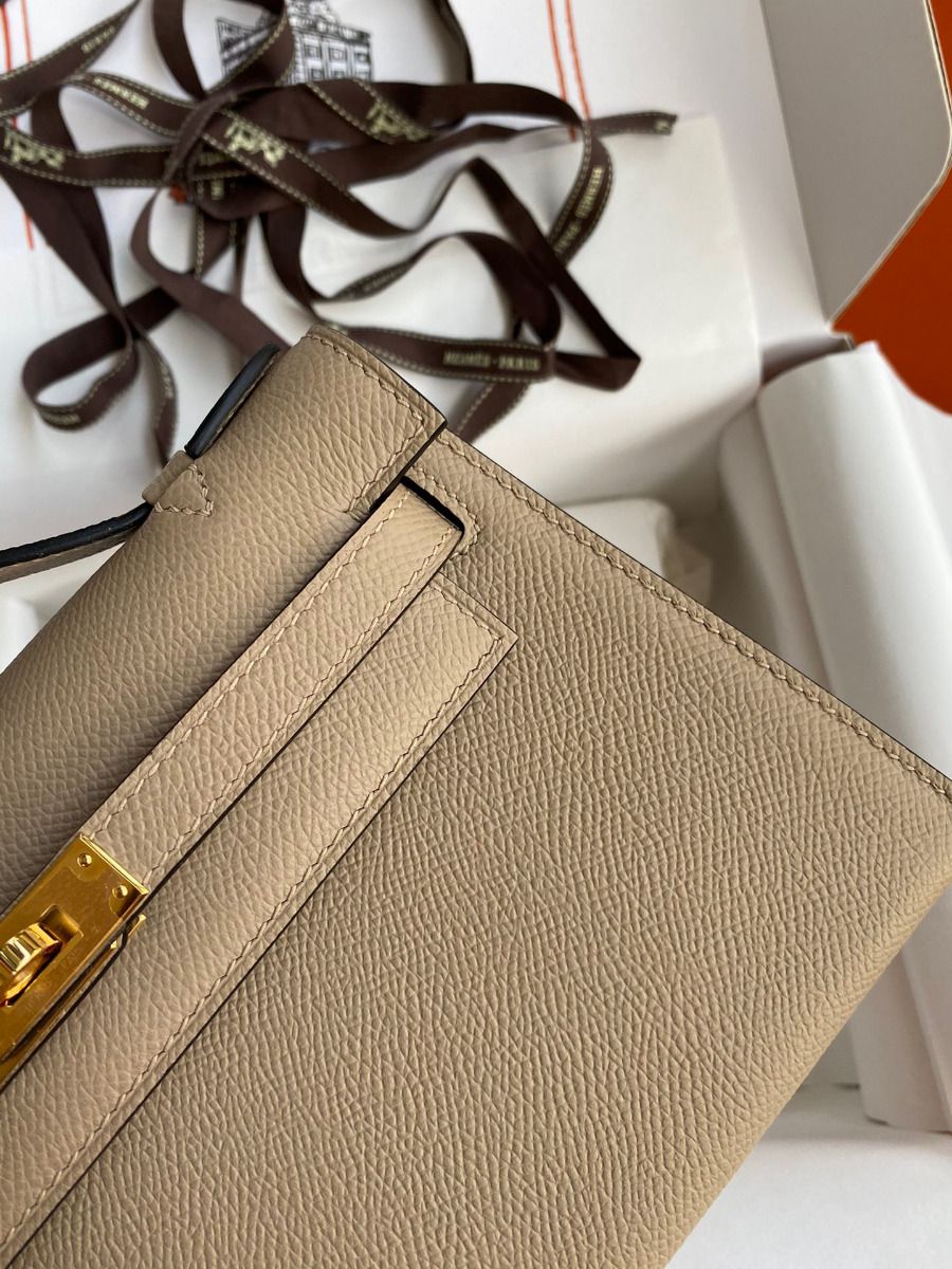 Hermes Kelly Pochette Handmade Bag In Trench Epsom Calfskin - Image 5