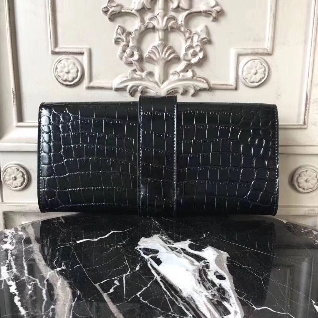 Hermes Medor Clutch Bag In Black Crocodile Leather - Image 3