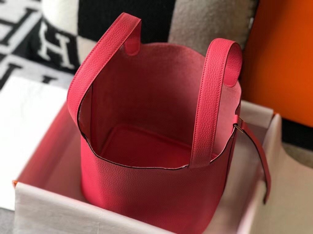 Hermes Picotin Lock 22 Bag In Rose Lipstick Clemence Leather - Image 9