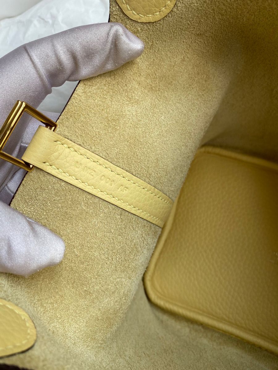 Hermes Picotin Lock 18 Handmade Bag in Jaune Poussin Clemence Leather - Image 8