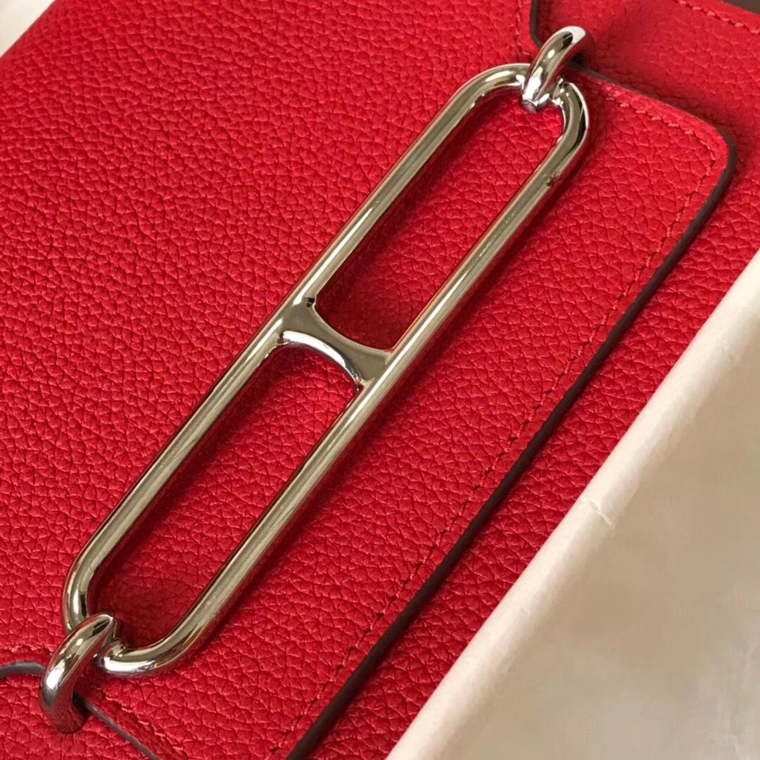 Hermes Mini Sac Roulis 18cm Bag In Red Evercolor Calfskin - Image 5
