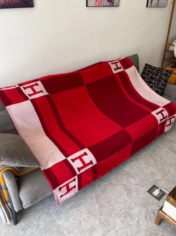 Hermes Red Avalon Bayadere Throw Blanket - Image 4