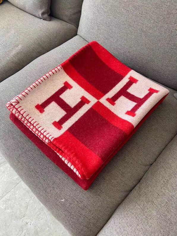 Hermes Red Avalon Bayadere Throw Blanket - Image 6