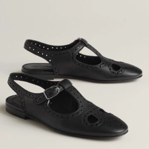 Hermes Kim Slingbacks in Black Ghillies Nappa Leather